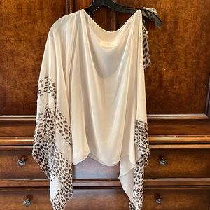 Sheer poncho/ wrap white and cheetah print